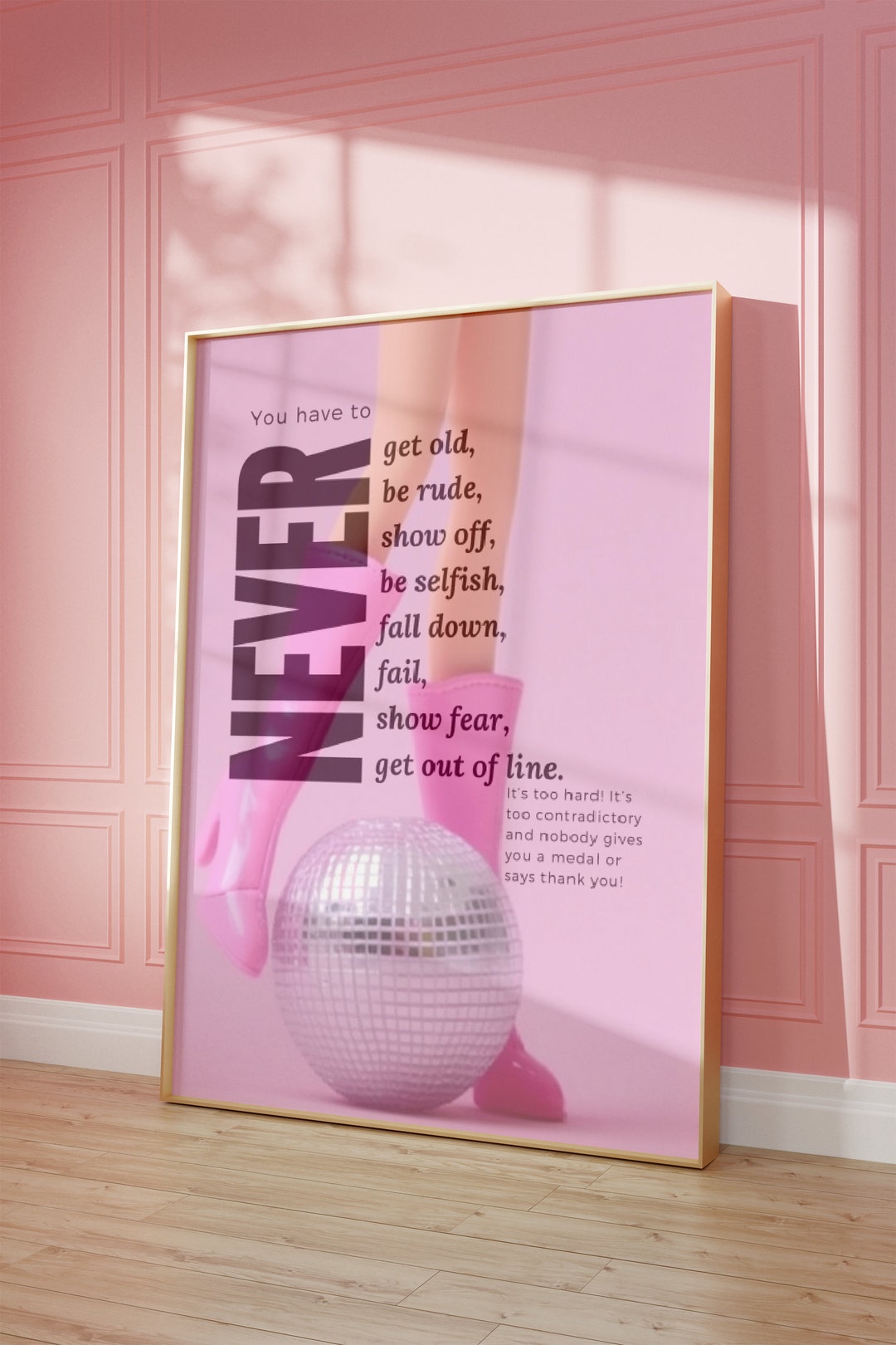 Barbie Movie Gloria’s Monologue Pink Wall Art Poster Motivational