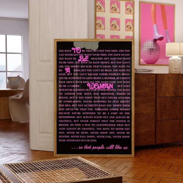 Barbie Monologue Movie Speech Poster Print Art - Unique Motivational Decor, Gifts for daughter, nursery room, maximalist wall art