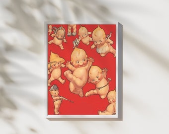 Vintage Kewpie Dolls Poster - Charming Collectible Art Print - Retro Nursery Decor - Nostalgic Rare 1920s Kewpie Dolls Illustration