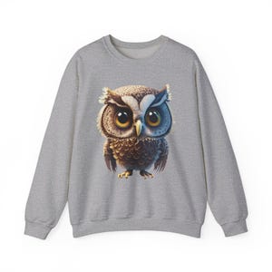 Gildan 18000 digitely owl designed unisex heavy blend crewneck sweatshirt, mens & womens