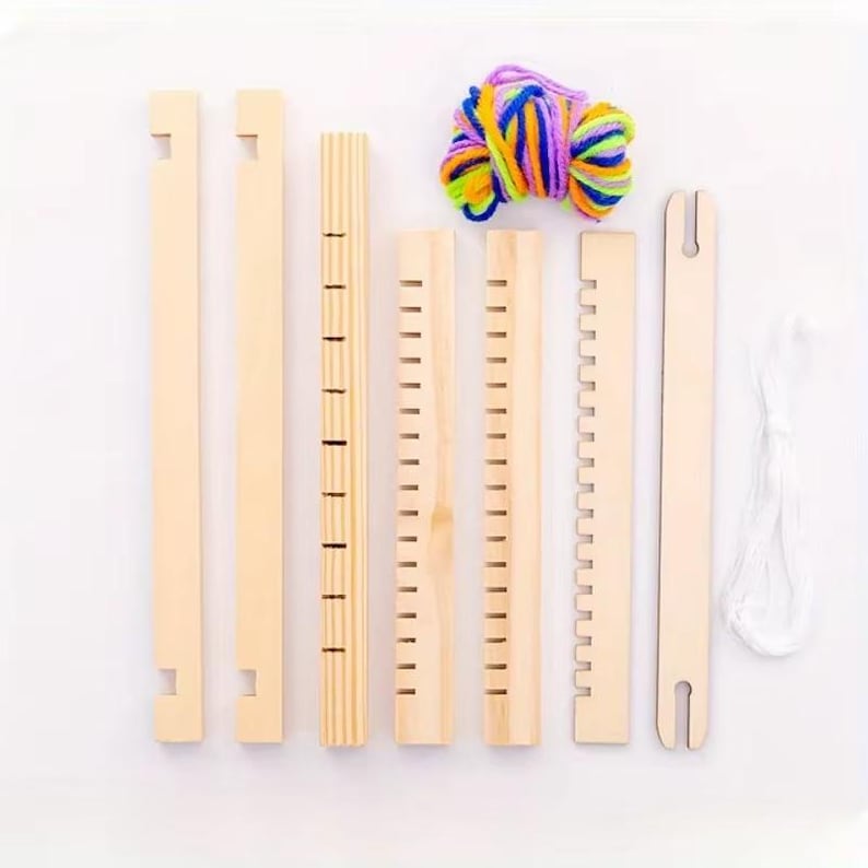 Small Wooden Weaving Loom Kit DIY Traditional Wooden Weaving Toy Loom Knitting Machine With Accessories For Kids image 9