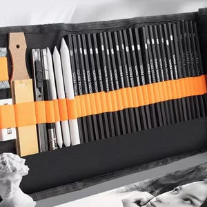 44 pcs Sketching Pencils Set Drawing Pen Sketching Pencil Student Drawing Art Drawing Brush HB Pen Curtain Set Box