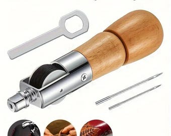 Kit Aghi Per Cucire Pelle Con Pinzette E Infila Ago, 2 Pezzi Da 6.5 E 8.5 Cm, Acciaio Inox
