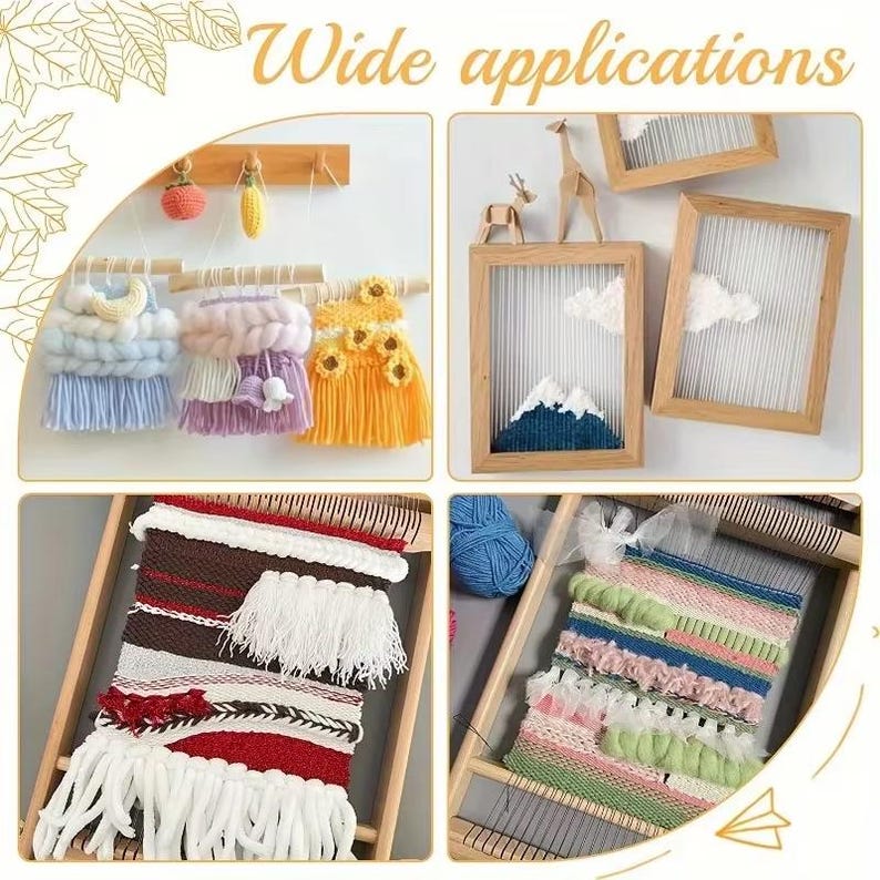 Small Wooden Weaving Loom Kit DIY Traditional Wooden Weaving Toy Loom Knitting Machine With Accessories For Kids image 14