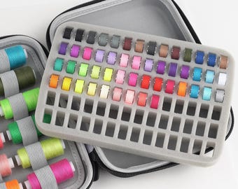 Bobbins and Thread Organizer Case, Storage Box Holds 84 Bobbins & 24 Spools, Sewing Thread Storage Bag for Home and Travel