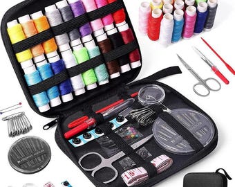 Sewing Kit Complete Set with Threads Needles Scissors Tape Measure Buttons and More for DIY Handcraft Projects