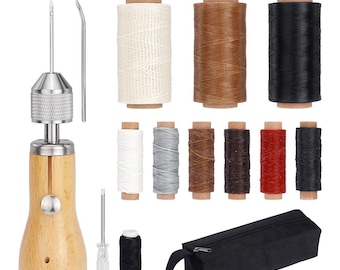 Zestaw szydeł do szycia, narzędzie do naprawy ręcznych szydełek – skóra / grube tkaniny, igły, szpula, nici woskowane, torby DIY