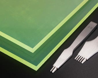 Almohadilla translúcida de goma para perforar y estampar cuero, protector de mesa para manualidades