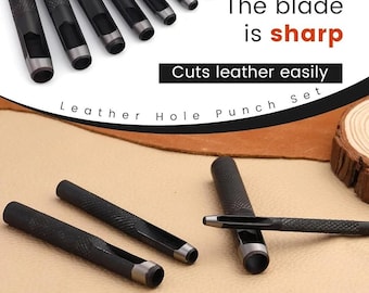 12PCS Black Leather Hole Puncher Kit for Watch Bands Belts And Leather Punching DIY Handmade Craft Accessories Tools