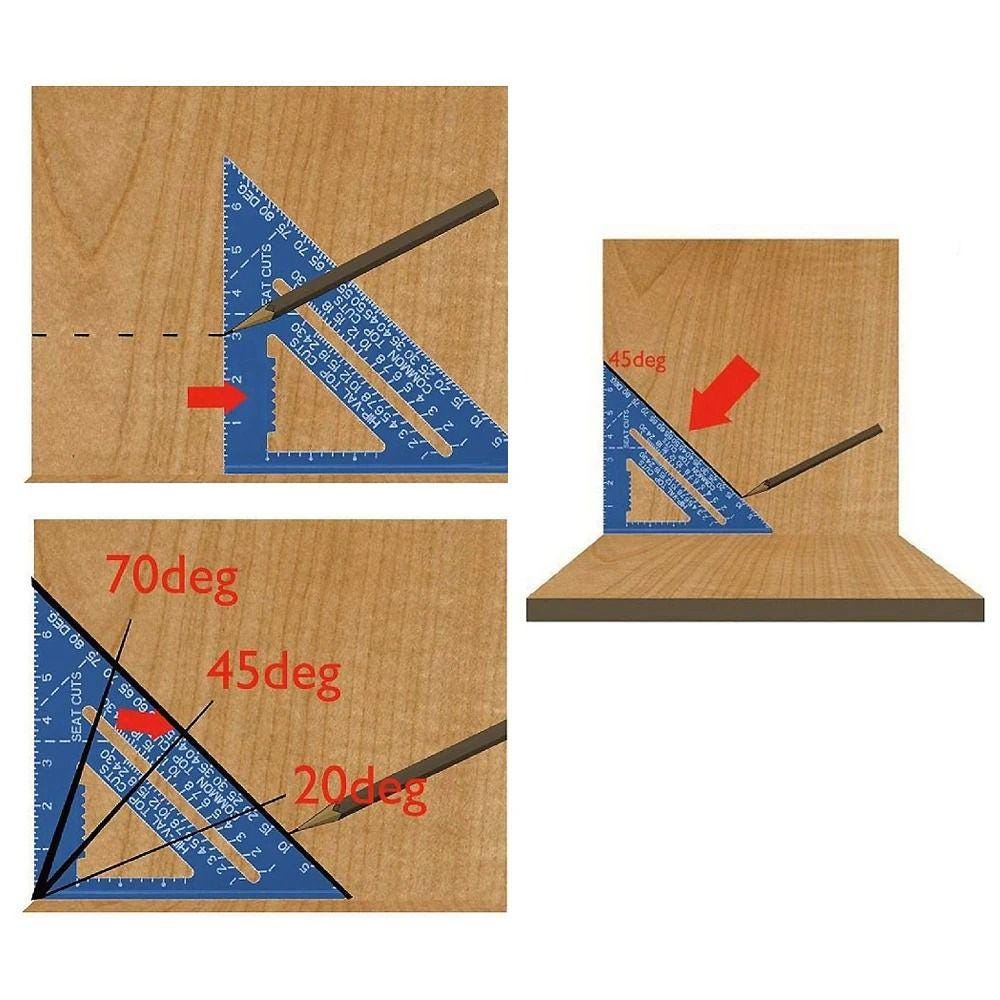 7inch Triangle Ruler Measurement Tool Aluminum Alloy Carpenter Tools ...