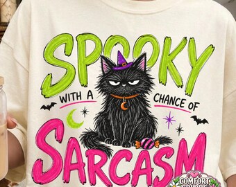 Black Cat Halloween Shirt, Comfort Colors Tee, Halloween Cat Shirt for Women, Witchy Cat Tee, Spooky Season Shirt, Cat Lover Halloween Tee