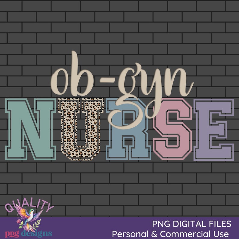 OB GYN Nurse Png Nurse Digital Download Leopard Print Sublimation ...