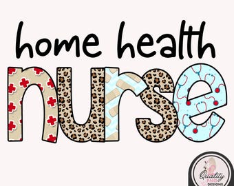 Home Health Nurse PNG, Leopard Print Download, Commercial Use Clipart, Print on Demand, DTG Digital Files, Sublimation Shirt Design