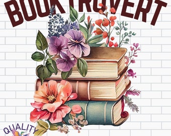 Booktrovert Png | Book Reader Sublimation Download | DTG Print File | Commercial Use | Book Therapy Designs Image | Funny Reading Clipart