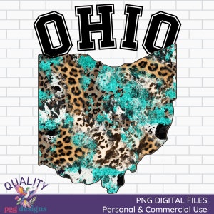 Ohio State Png | Ohio Sublimation Clipart | Cowhide Leopard Print Design | Print on Demand Digital File | POD Commercial Use Files