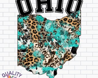 Ohio State Png / Clipart de sublimación de Ohio / Diseño de estampado de leopardo de piel de vaca / Archivo digital de impresión bajo demanda / Archivos de uso comercial POD