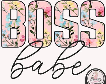 Boss Babe Clipart, PNG T Shirt Designs, Mom Digital Download, Sublimation Print on Demand File, Commercial Use, Small Business Owner