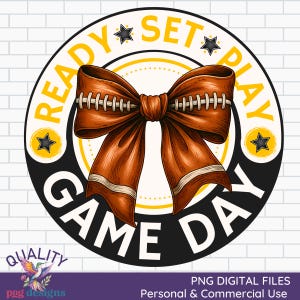 Football Sublimation | Game Day PNG | Commercial Use Print on Demand | Coquette Bow | Team Sports Design | Black and Yellow Gold Clipart