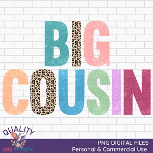 Vintage Big Cousin Png | Promoted to Cousin Sublimation | Digital Download | Leopard Print Design | Pregnancy Announcement | Cousin Clipart