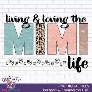 Living and Loving the Mimi Life | Vintage Sublimation Png | Mimi Leopard Print Design | Earth Tones Commercial Use Clipart Digital File