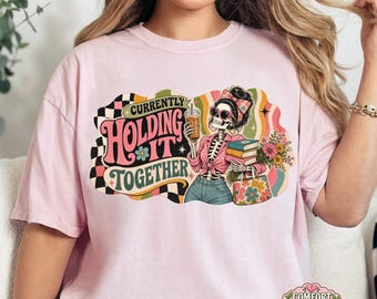 Funny Sarcastic Shirt, Comfort Colors Tee, Funny Shirt for Women, Overwhelmed Women Shirt, Busy Life Humor, Retro Skeleton Graphic Tee