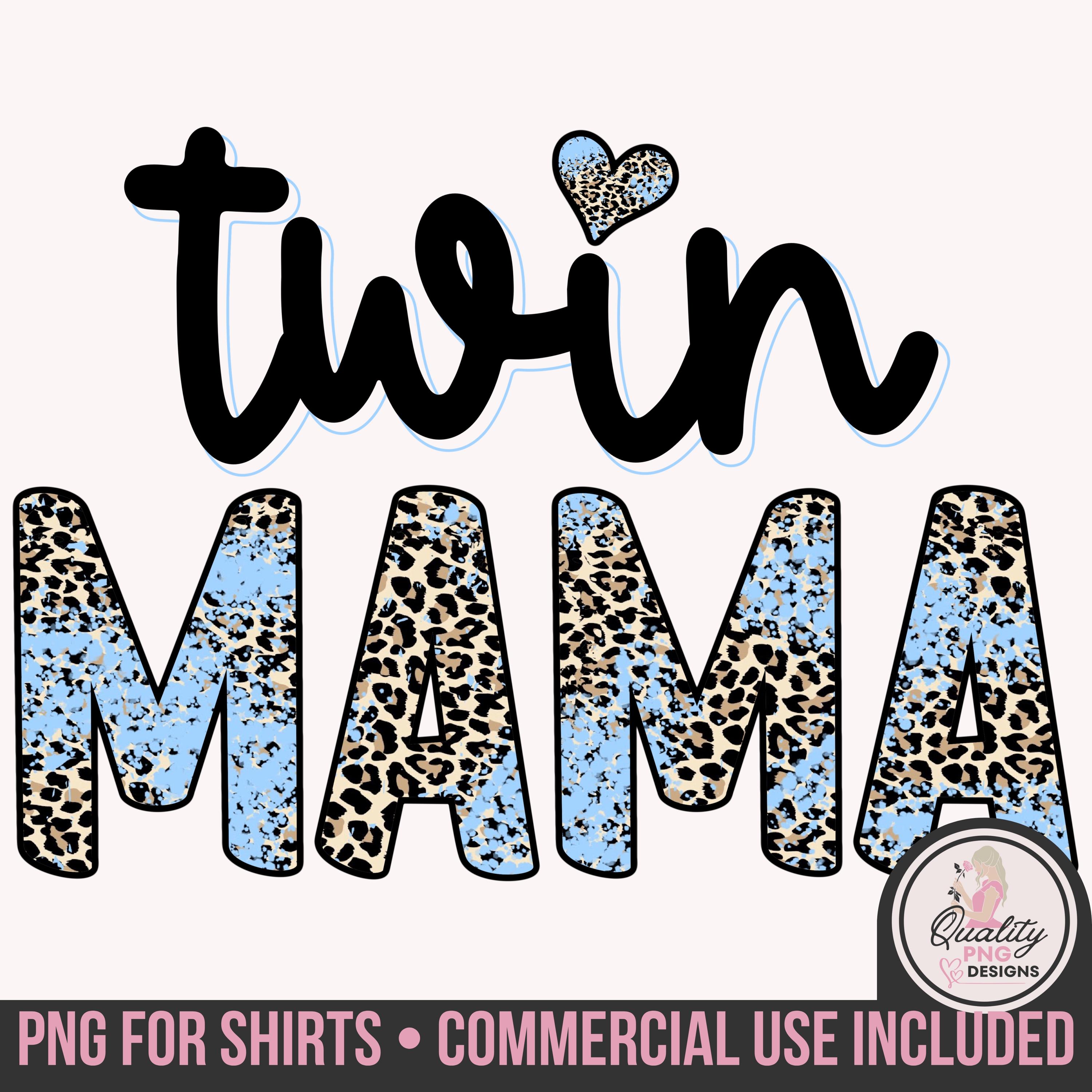 Twin Mama PNG, Mom of Twin Boys Sublimation, Leopard Print