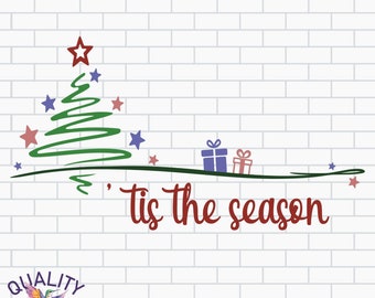 Christmas Png | Tis the Season Sublimation | Christmas Tree and Presents Clipart | Design Download | Commercial Use Holiday Digital File