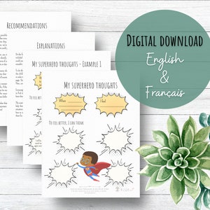 Kids Emotional Awareness Worksheets For Emotional Regulation Stress Management Anger Management Instant Download - ENGLISH AND FRENCH