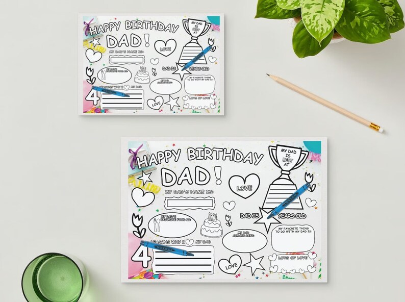 Happy Birthday DAD Coloring Page, Printable All About Dad Fill in ...