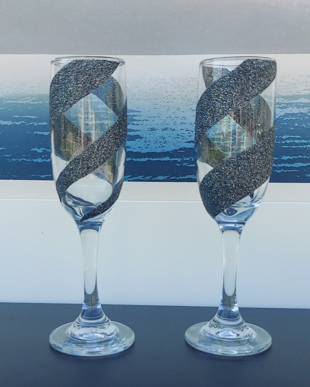 Glitter Champagne Glasses Etsy