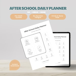 After School Daily Planner, Pre-Built Study System, Circle & Done Flow (Digital PDF)