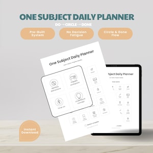 One Subject Daily Planner, Execution-Based Study System, Circle & Done Flow (Digital PDF)