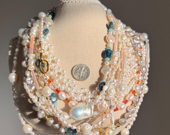 Collares de perlas de agua dulce únicos hechos a mano