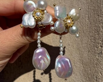 Diseño original OOAK Serie hecha a mano Perlas naturales de agua dulce