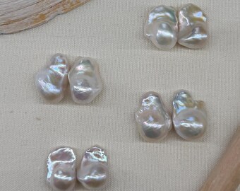 Pendientes de perlas barrocas grandes, perlas naturales de agua dulce, pendientes de oro de 14 quilates, joyería de primavera