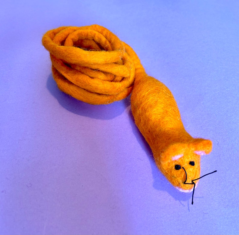 Cat Toy, Handmade Felted Toy Mouse, teaser toys, Eco friendly Pet toys Orange