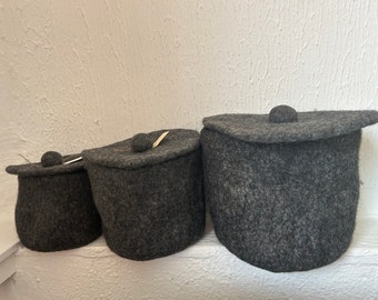 Handmade Organic Felt Storage Baskets