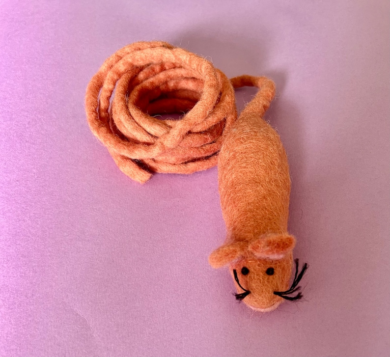 Cat Toy, Handmade Felted Toy Mouse, teaser toys, Eco friendly Pet toys Salmon