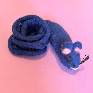 Cat Toy, Handmade Felted Toy Mouse, teaser toys, Eco friendly Pet toys Blue