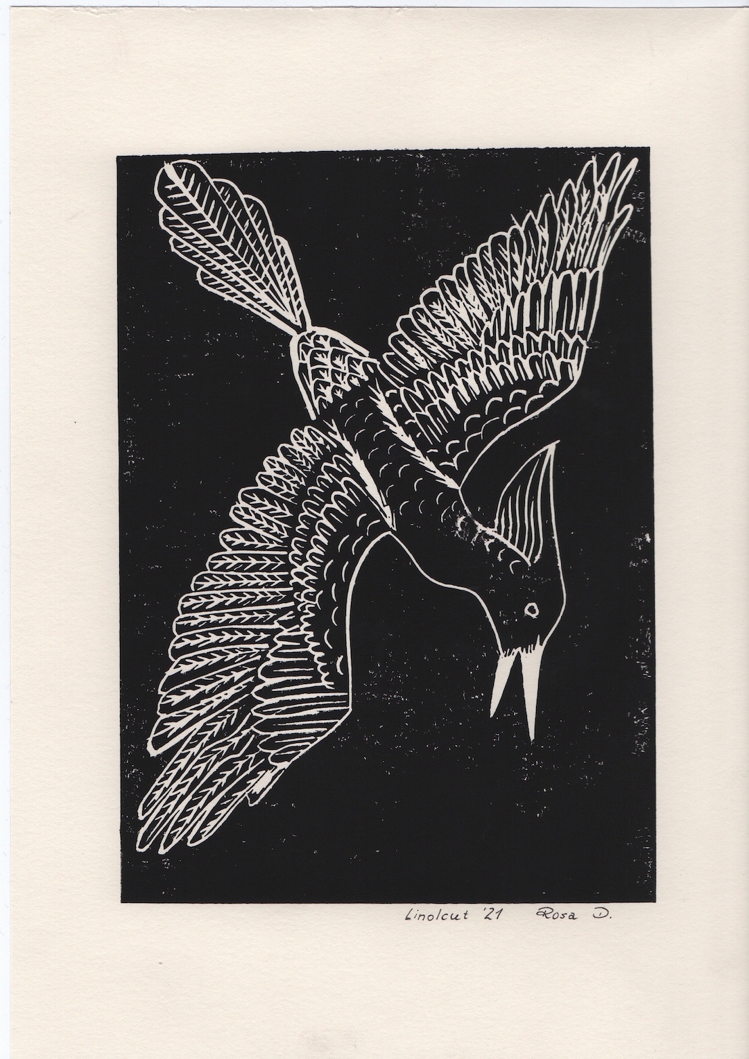 Indian Zodiac Sign Woodpecker Linocut Etsy