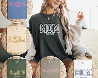 Mama Embroidered Comfort Colors Shirt, Mom Embroidery Tee, Embroidered Grandma Design