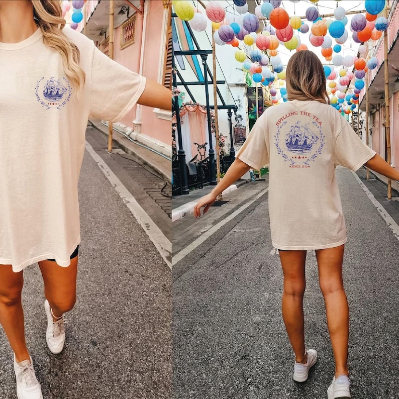 two pictures of a woman walking down a street