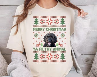 Custom Photo Merry Christmas Ya Filthy Animal Dog Cat Comfort Colors T-Shirt, Dog Lover Shirt, Xmas Gift For Animal Lover VLB704