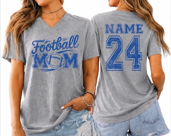 Football Mom V Neck Shirt, Custom Football Tank, Name Number Game Day Racerback, Football Season Tank, Sports Mom Gift, Team Spirit Shirt