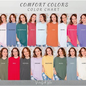 a group of women wearing different colored shirts