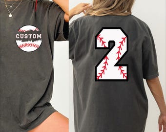 Baseball Custom Name & Numbers Comfort Colors T-Shirt , Personalized Baseball Numbers Shirt, Custom Baseball Birthday Shirts VLB991