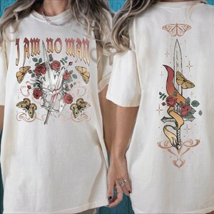 I Am No Man Shirt, Book Lover Shirt, Feminist Shirt, Fantasy Merch Shirt, Reading Fandom Shirt, Literature Shirt VLB642