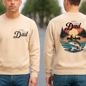 Father’s Day Fishing Sweatshirt & Hoodie, Retro Canoe Bass Fishing Gift for Dad, Outdoorsy Lake Life Fisherman Sweatshirt VLB1113