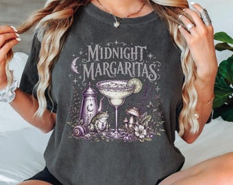 Comfort Colors Halloween Shirt, Midnight Margaritas Shirt, Witchy Cocktail T Shirt, Halloween Party Tee, Spooky Night Out Shirt