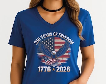 250th Anniversary USA V-neck Shirt, 4th of July Independence Day Racerback